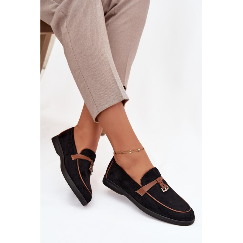 Mokasíny Loafers Ženy Z Eko Semiše Čierne Darwen - Čierna