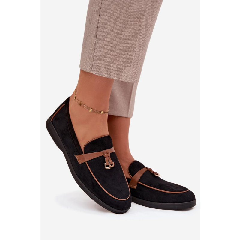 Mokasíny Loafers Ženy Z Eko Semiše Čierne Darwen - Čierna