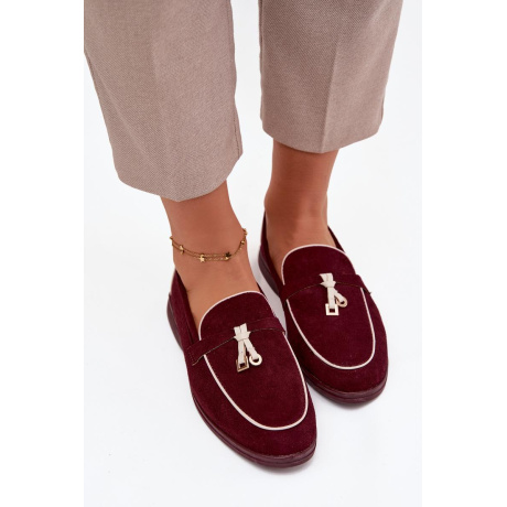 Mokasíny Loafers Ženy Z Eko Semišu Bordeaux Darwen - Odtiene červenej