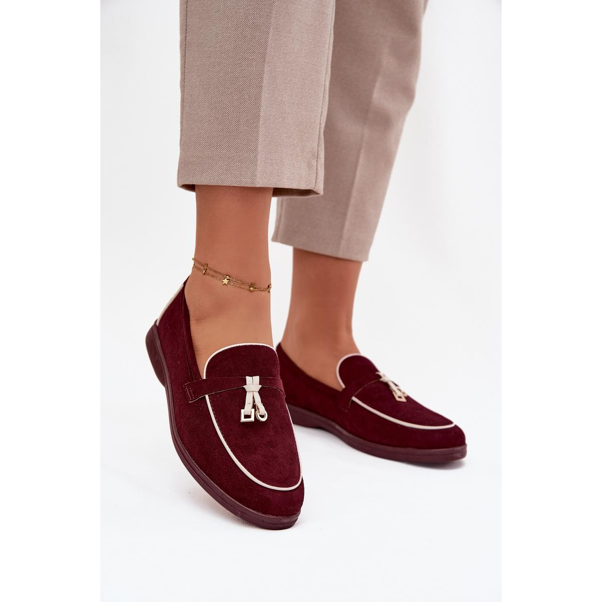 Mokasíny Loafers Ženy Z Eko Semišu Bordeaux Darwen - Odtiene červenej