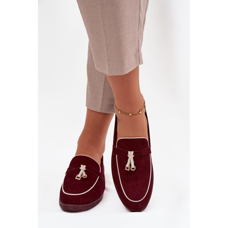 Mokasíny Loafers Ženy Z Eko Semišu Bordeaux Darwen - Odtiene červenej