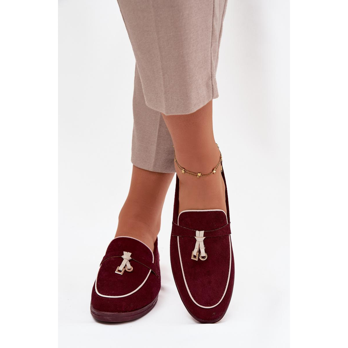 Mokasíny Loafers Ženy Z Eko Semišu Bordeaux Darwen - Odtiene červenej