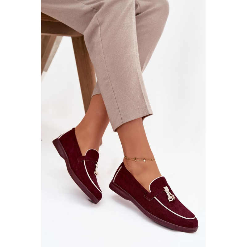 Mokasíny Loafers Ženy Z Eko Semišu Bordeaux Darwen - Odtiene červenej
