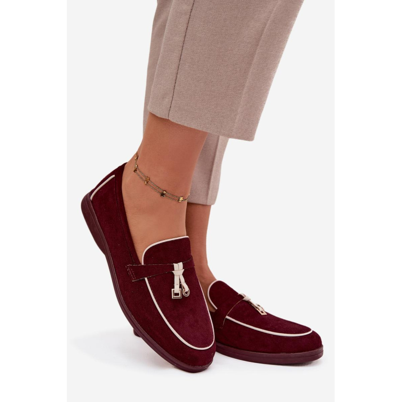 Mokasíny Loafers Ženy Z Eko Semišu Bordeaux Darwen - Odtiene červenej