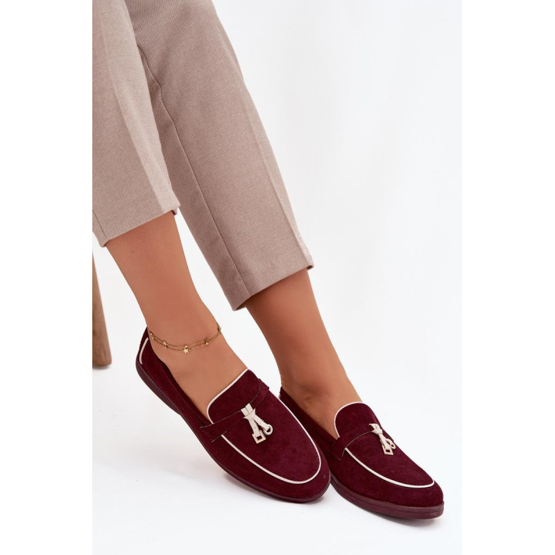 Mokasíny Loafers Ženy Z Eko Semišu Bordeaux Darwen - Odtiene červenej