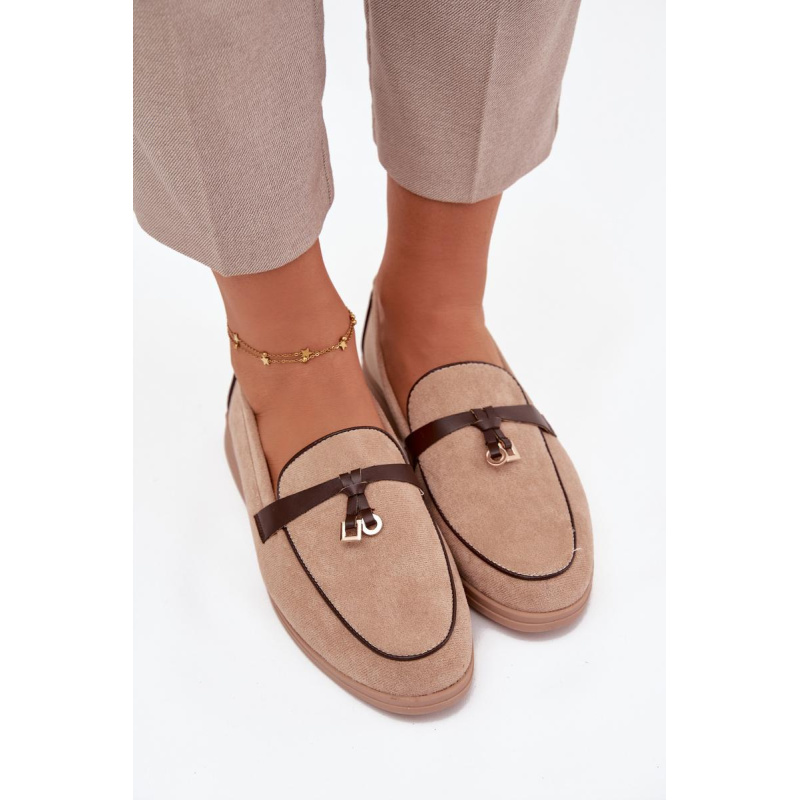 Mokasíny Loafers Ženy Z Eko Semiš Bež Darwen - Béžová
