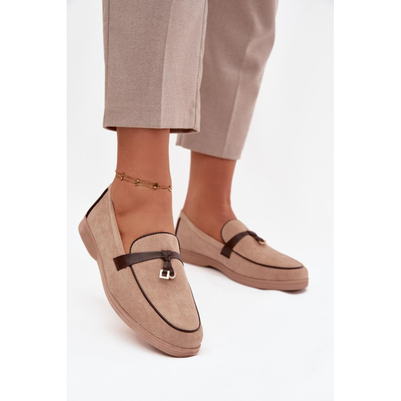 Mokasíny Loafers Ženy Z Eko Semiš Bež Darwen - Béžová