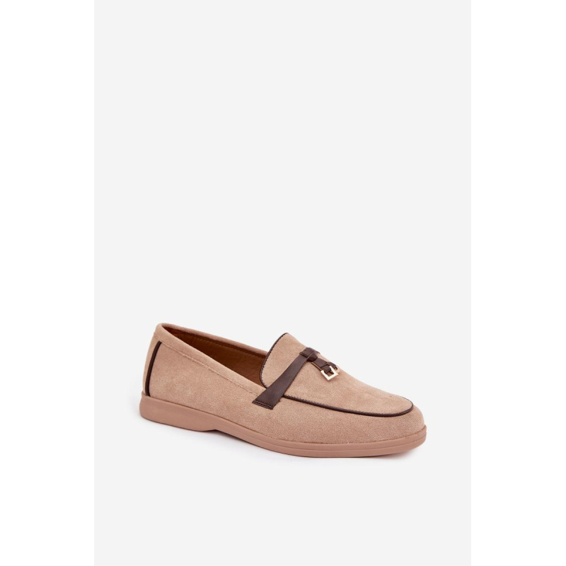 Mokasíny Loafers Ženy Z Eko Semiš Bež Darwen - Béžová