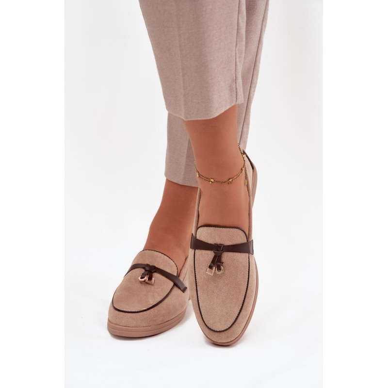 Mokasíny Loafers Ženy Z Eko Semiš Bež Darwen - Béžová