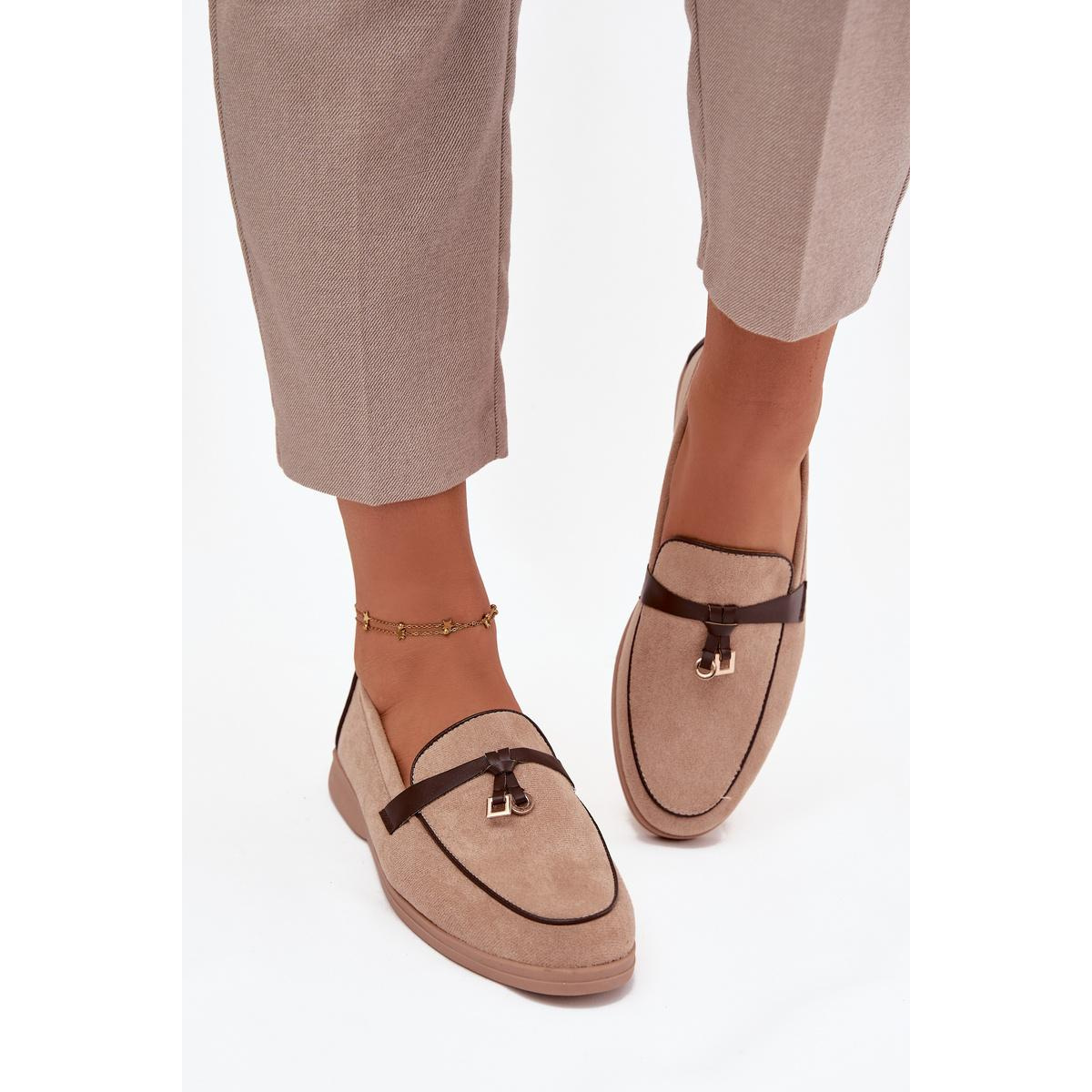 Mokasíny Loafers Ženy Z Eko Semiš Bež Darwen - Béžová
