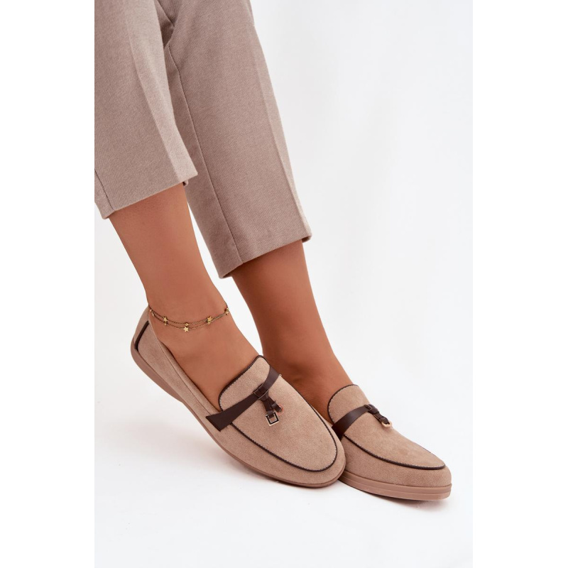Mokasíny Loafers Ženy Z Eko Semiš Bež Darwen - Béžová