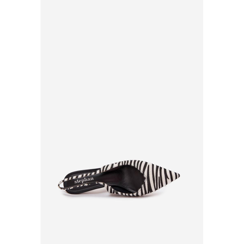 Lodičky na opätku Zebra Phelia - Čierna || Biela
