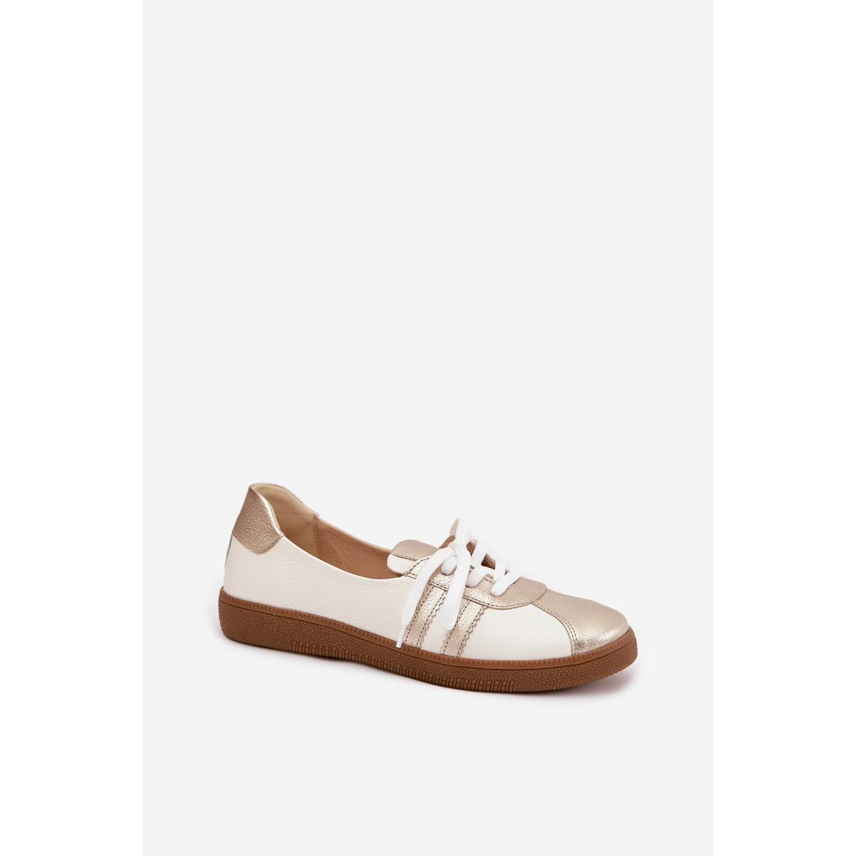 Kožené dámske barefoot topánky Zazoo N1341 bielo-zlaté - Biela || Zlatá