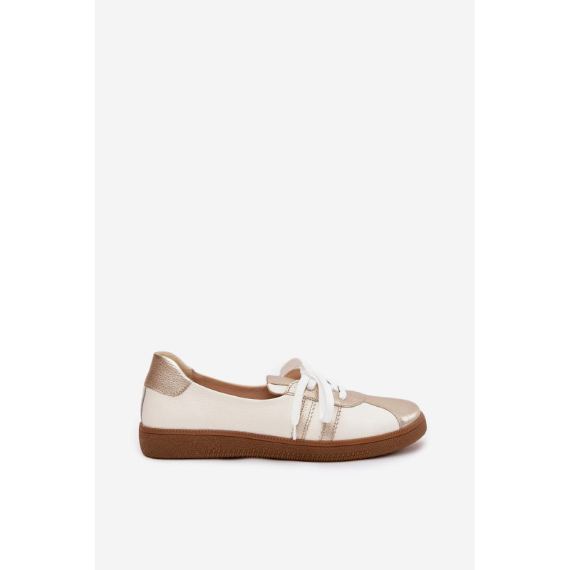 Kožené dámske barefoot topánky Zazoo N1341 bielo-zlaté - Biela || Zlatá