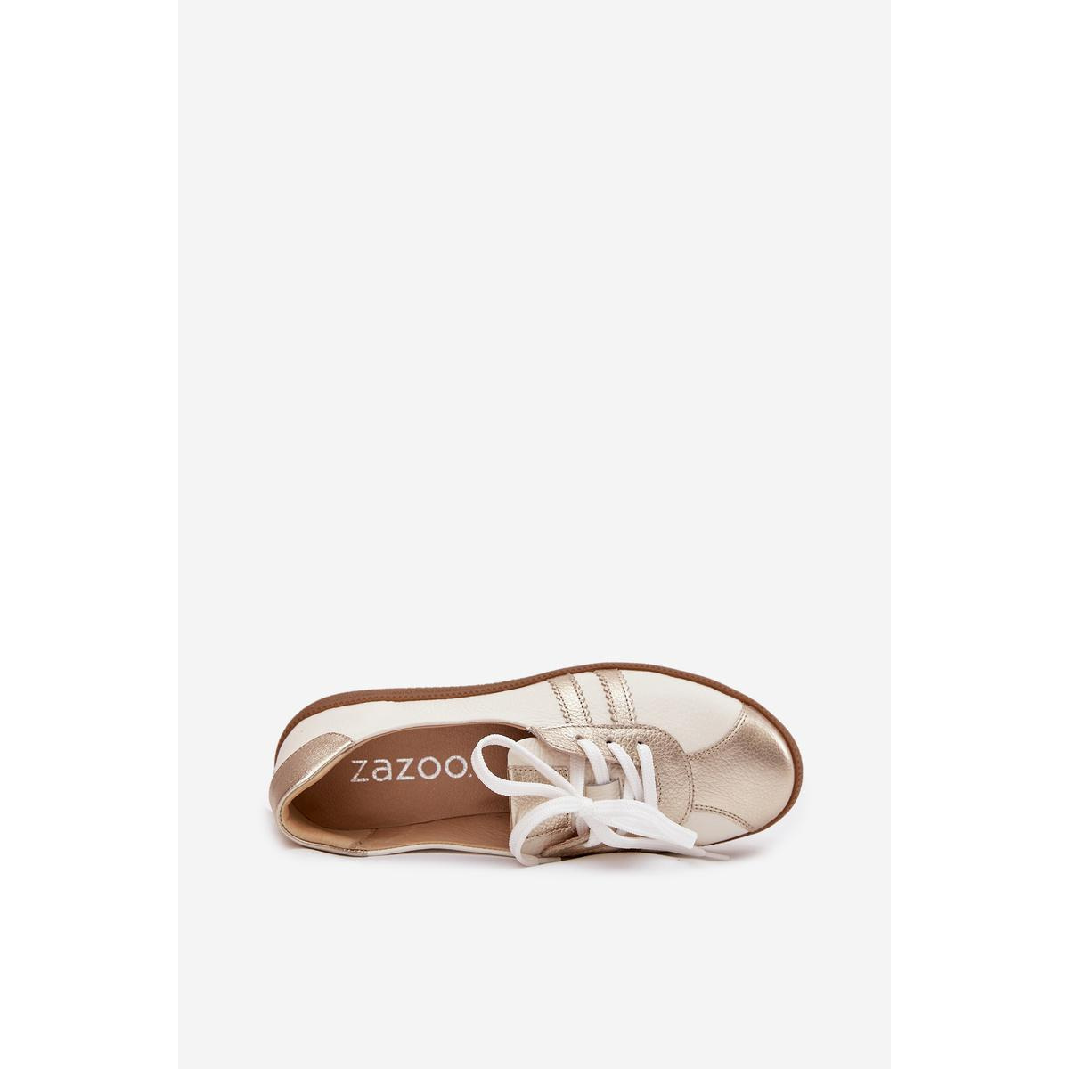 Kožené dámske barefoot topánky Zazoo N1341 bielo-zlaté - Biela || Zlatá