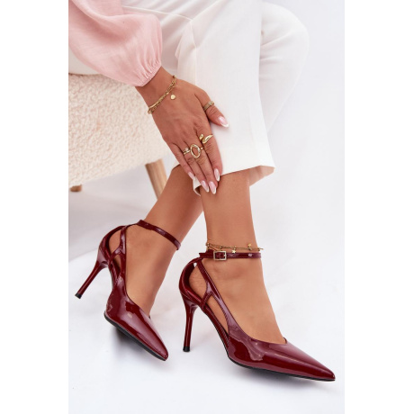 Lakované lodičky z eko kože bordové Fionnel - Odtiene červenej